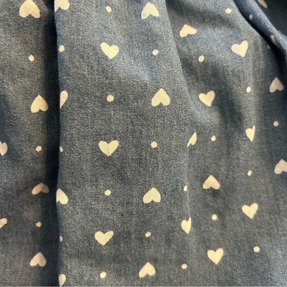 Old Navy blue denim jeans hearts print dress size 3t kids girls